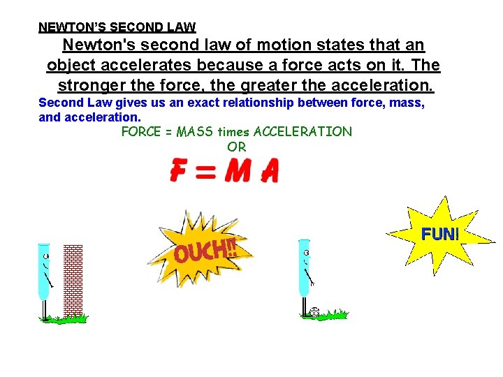 NEWTON’S SECOND LAW Newton's second law of motion states that an object accelerates because