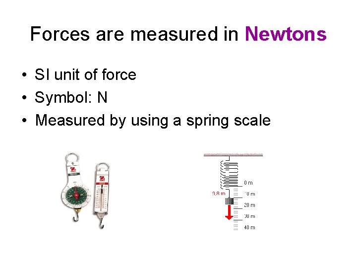 Forces are measured in Newtons • SI unit of force • Symbol: N •