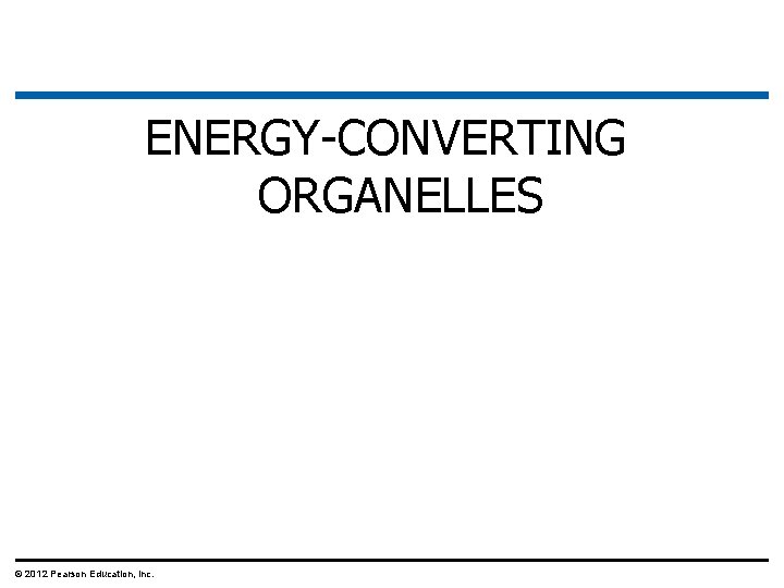 ENERGY-CONVERTING ORGANELLES © 2012 Pearson Education, Inc. 