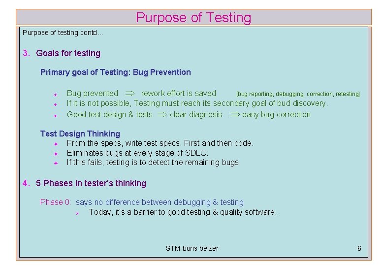 Purpose of Testing Purpose of testing contd… 3. Goals for testing Primary goal of