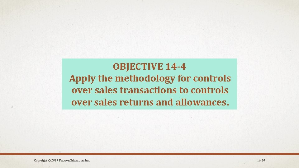 OBJECTIVE 14 -4 Apply the methodology for controls over sales transactions to controls over