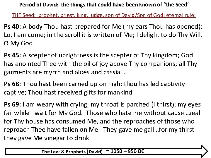 Period of David: the things that could have been known of “the Seed” THE