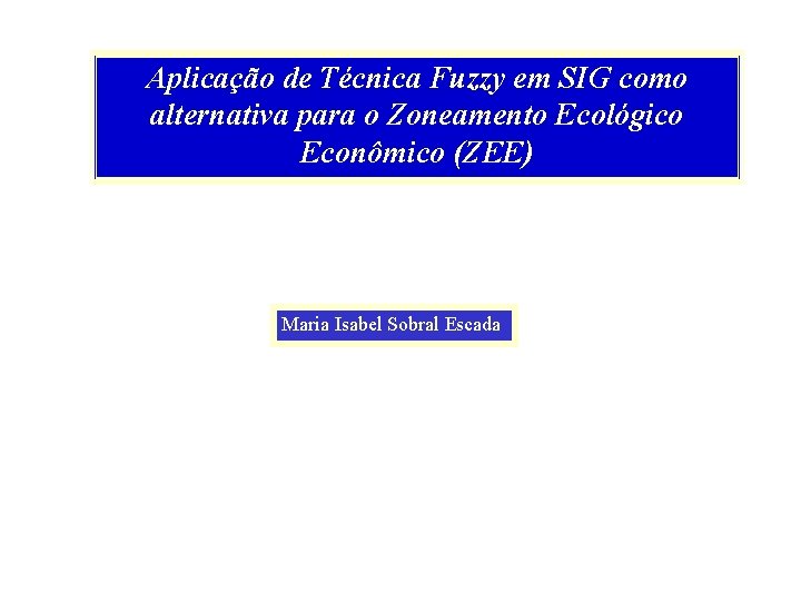 Aplicação de Técnica Fuzzy em SIG como alternativa para o Zoneamento Ecológico Econômico (ZEE)