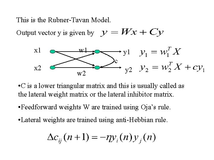 This is the Rubner-Tavan Model. Output vector y is given by x 1 x