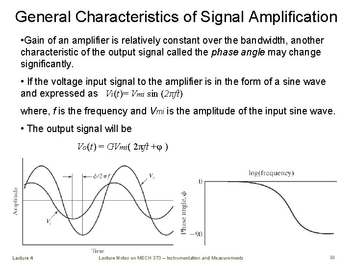 General Characteristics of Signal Amplification • Gain of an amplifier is relatively constant over