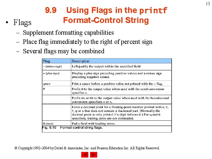 9. 9 • Flags Using Flags in the printf Format-Control String – Supplement formatting