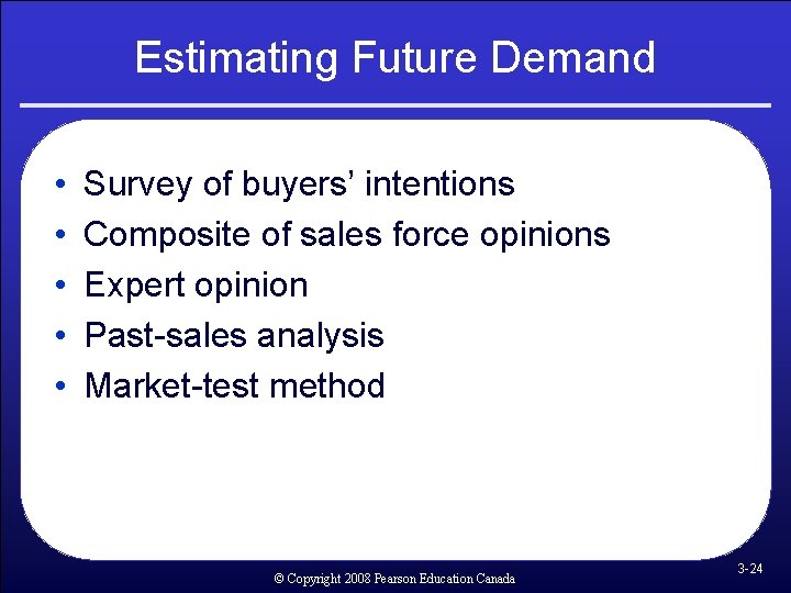 Estimating Future Demand • • • Survey of buyers’ intentions Composite of sales force Estimating Future Demand • • • Survey of buyers’ intentions Composite of sales force