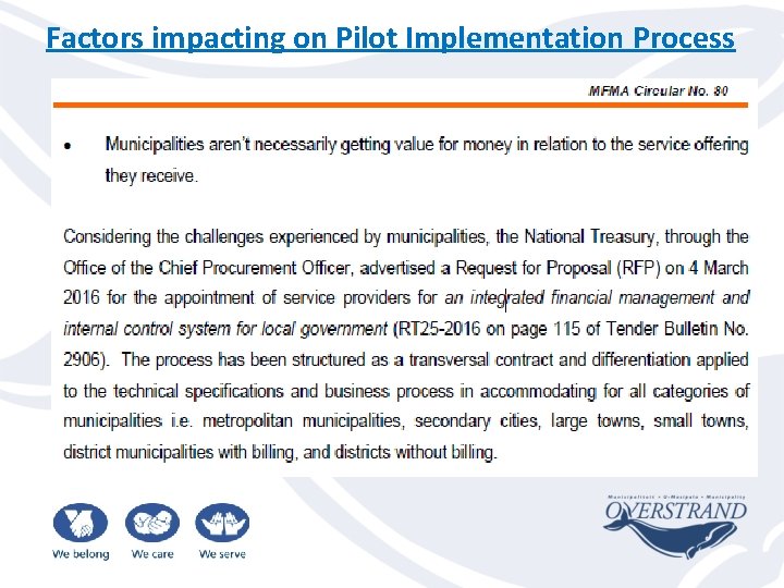 Factors impacting on Pilot Implementation Process 