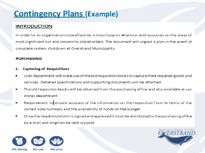 Contingency Plans (Example) 