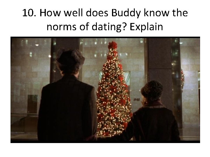 10. How well does Buddy know the norms of dating? Explain 