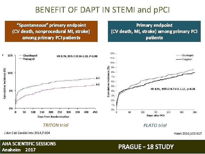 BENEFIT OF DAPT IN STEMI and p. PCI “Spontaneous” primary endpoint (CV death, nonprocedural
