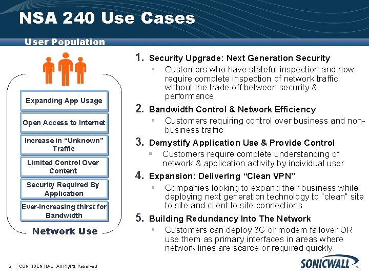 NSA 240 Use Cases User Population 1. Expanding App Usage 2. Open Access to