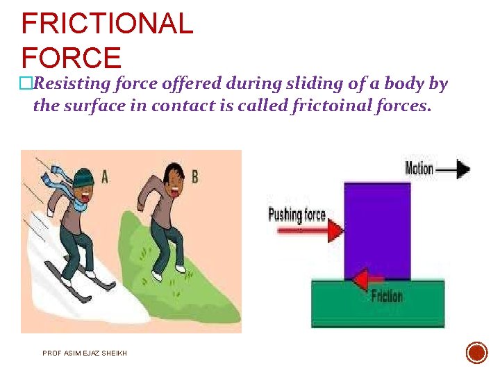 FRICTIONAL FORCE �Resisting force offered during sliding of a body by the surface in