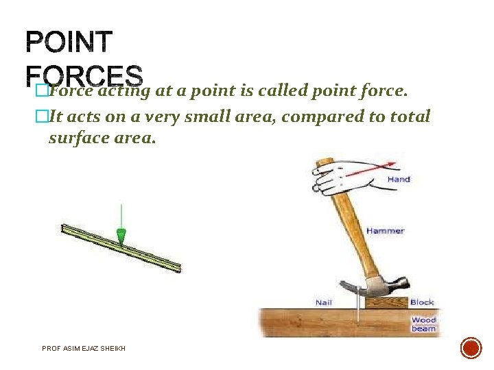 �Force acting at a point is called point force. �It acts on a very