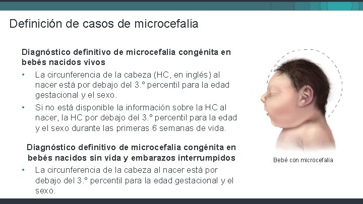 Definición de casos de microcefalia Diagnóstico definitivo de microcefalia congénita en bebés nacidos vivos