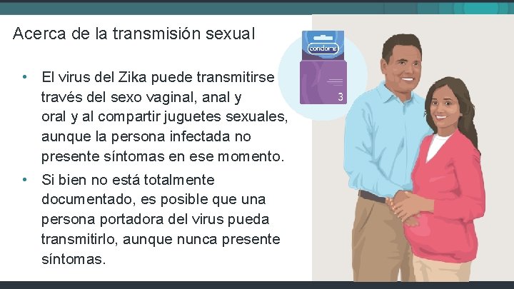 Acerca de la transmisión sexual • El virus del Zika puede transmitirse a través
