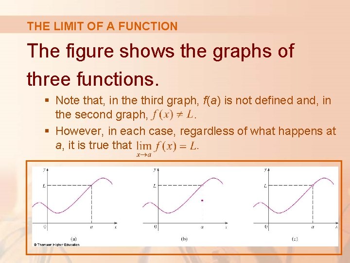 THE LIMIT OF A FUNCTION The figure shows the graphs of three functions. §