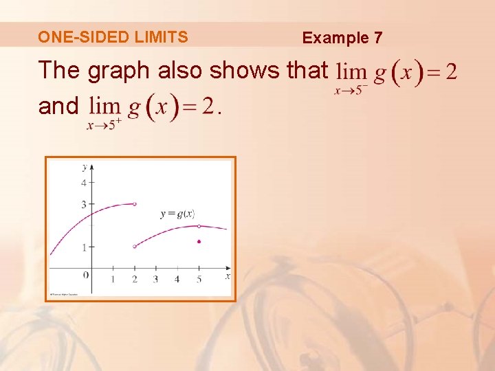 ONE-SIDED LIMITS Example 7 The graph also shows that and. 