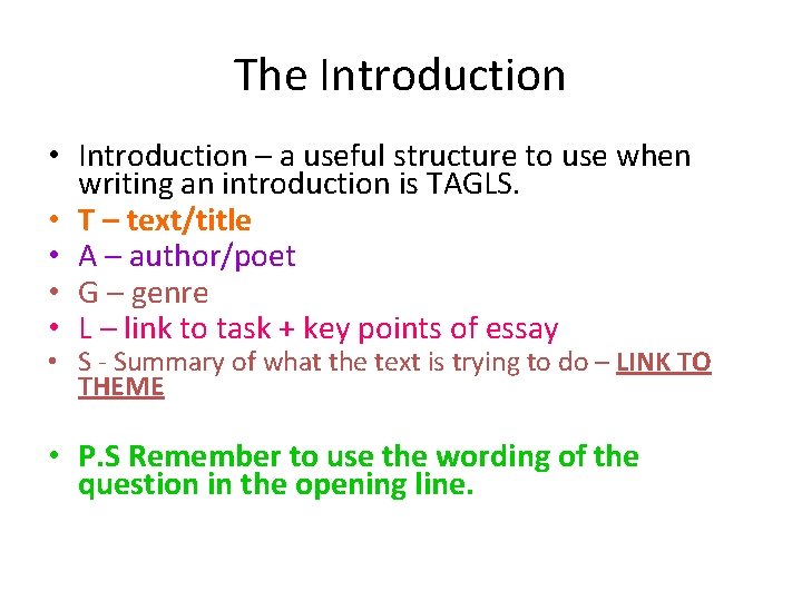 The Introduction • Introduction – a useful structure to use when writing an introduction The Introduction • Introduction – a useful structure to use when writing an introduction