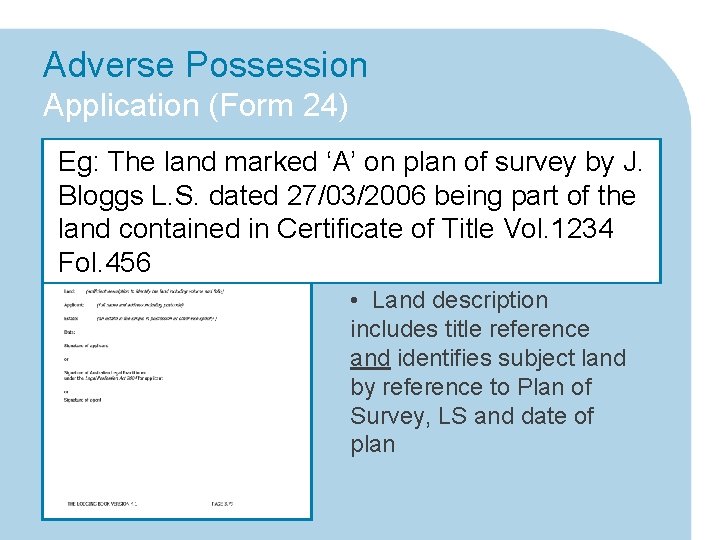 Adverse Possession And Section 99 Applications Isv Seminar