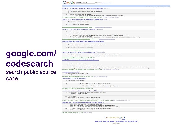 google. com/ codesearch public source code 35 
