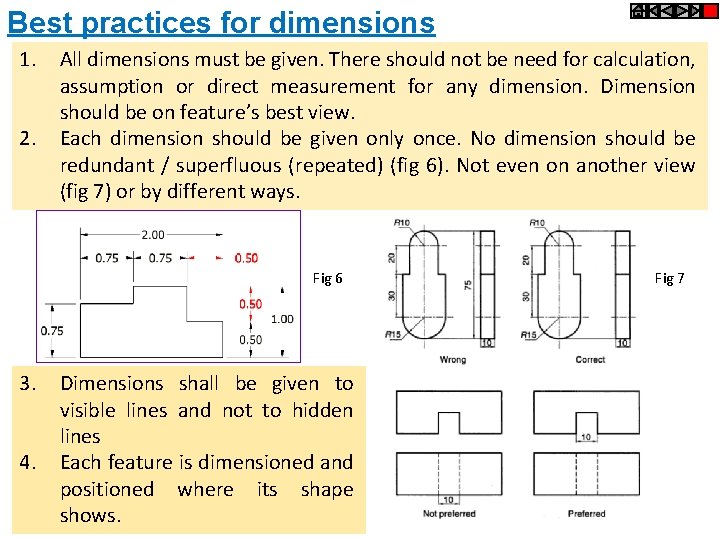 Best practices for dimensions 1. 2. All dimensions must be given. There should not