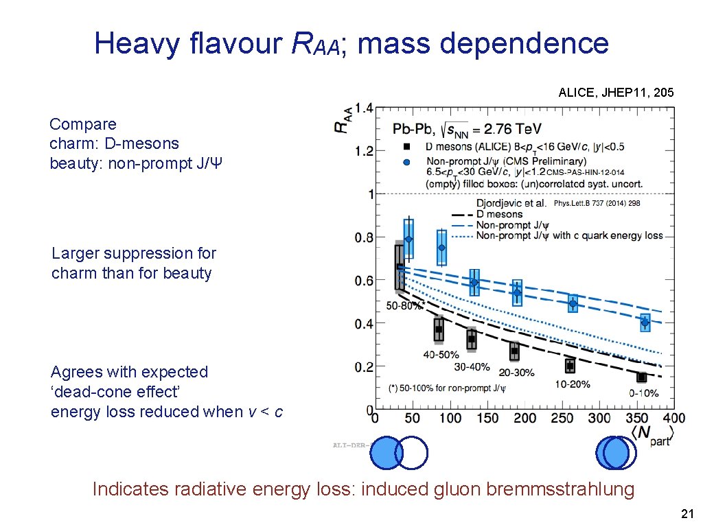 Heavy flavour RAA; mass dependence ALICE, JHEP 11, 205 Compare charm: D-mesons beauty: non-prompt