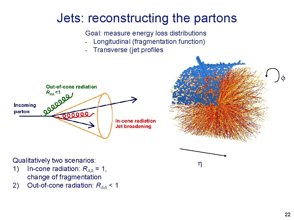 Jets: reconstructing the partons Goal: measure energy loss distributions - Longitudinal (fragmentation function) -