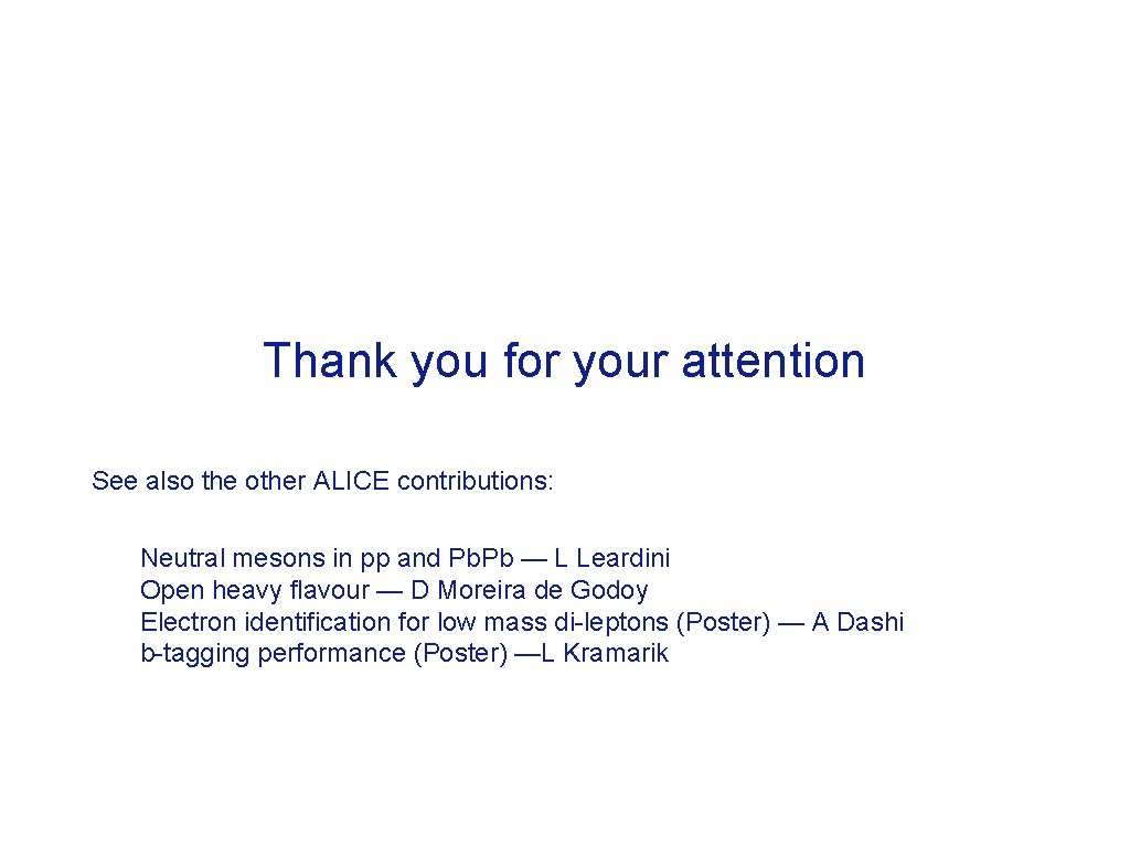 Thank you for your attention See also the other ALICE contributions: Neutral mesons in