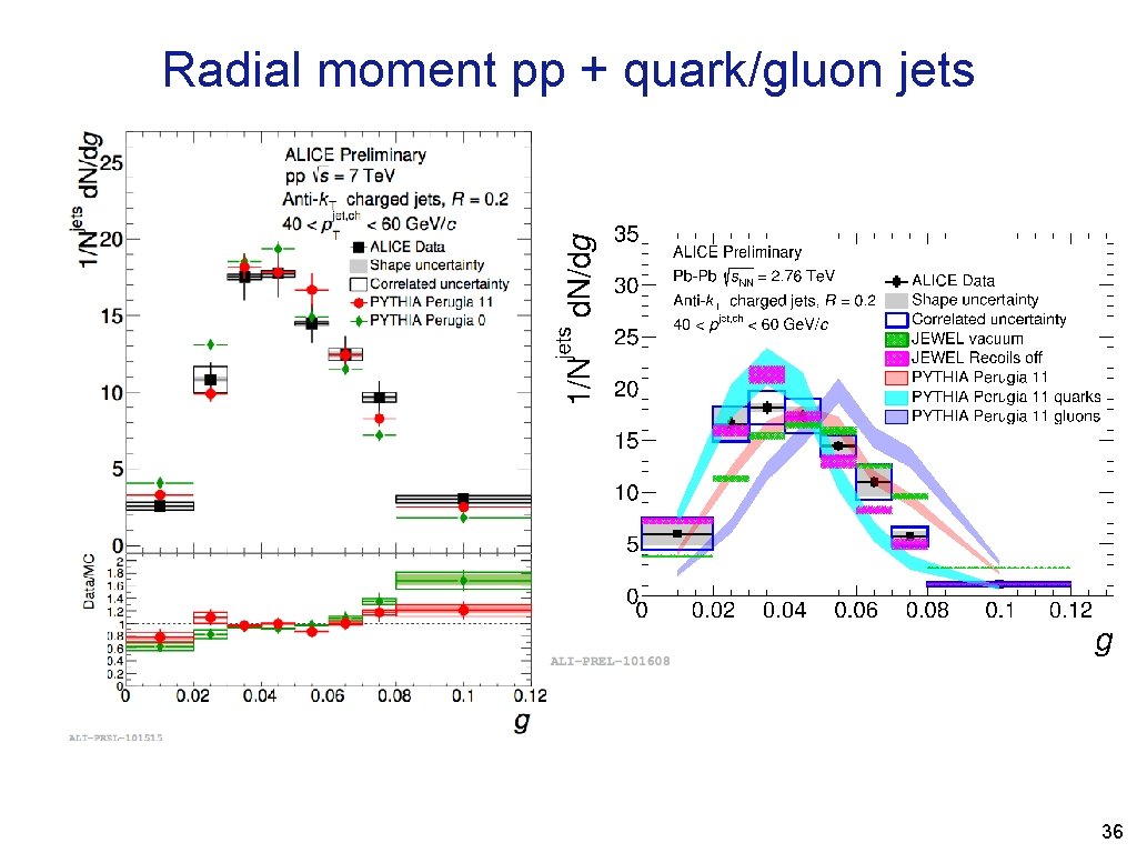 Radial moment pp + quark/gluon jets 36 