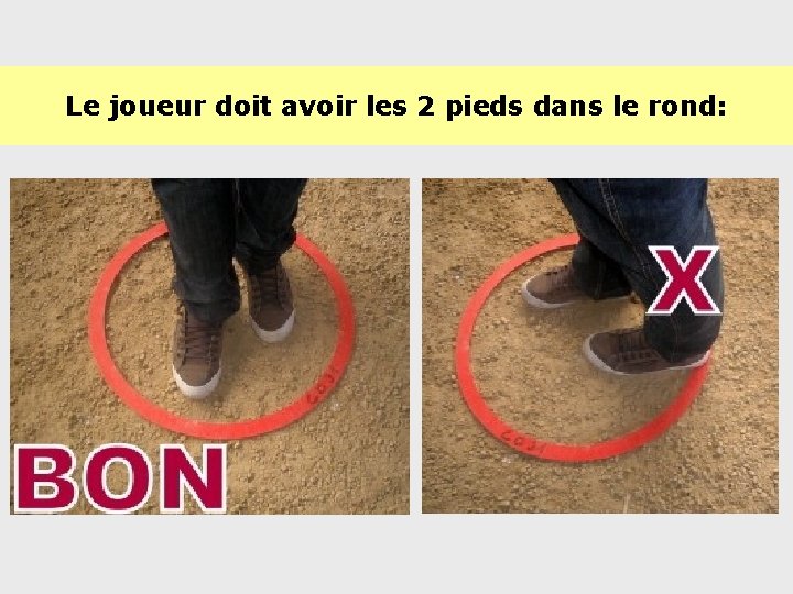 Le joueur doit avoir les 2 pieds dans le rond: Le joueur doit avoir les 2 pieds dans le rond: