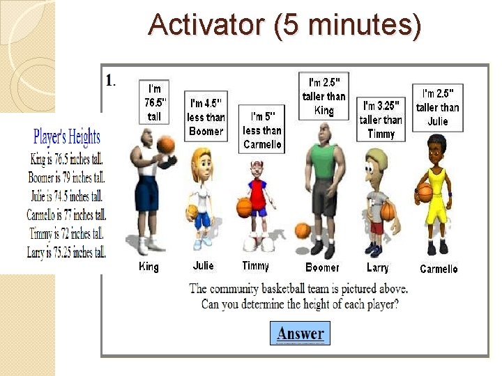 Activator (5 minutes) 