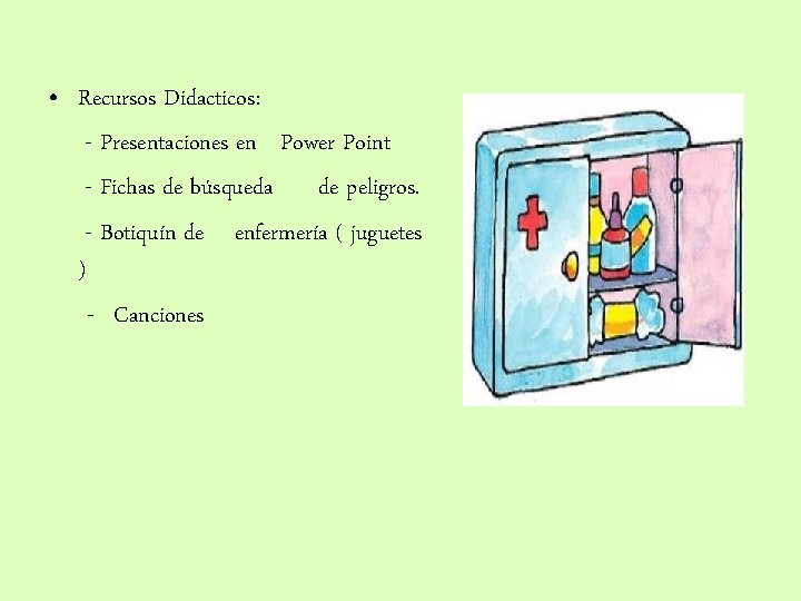  • Recursos Didacticos: - Presentaciones en Power Point - Fichas de búsqueda de