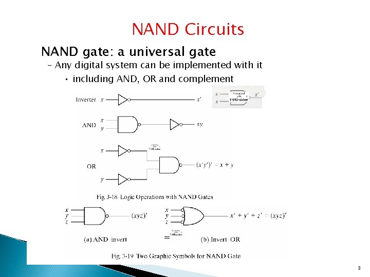 NAND Circuits NAND gate: a universal gate – Any digital system can be implemented