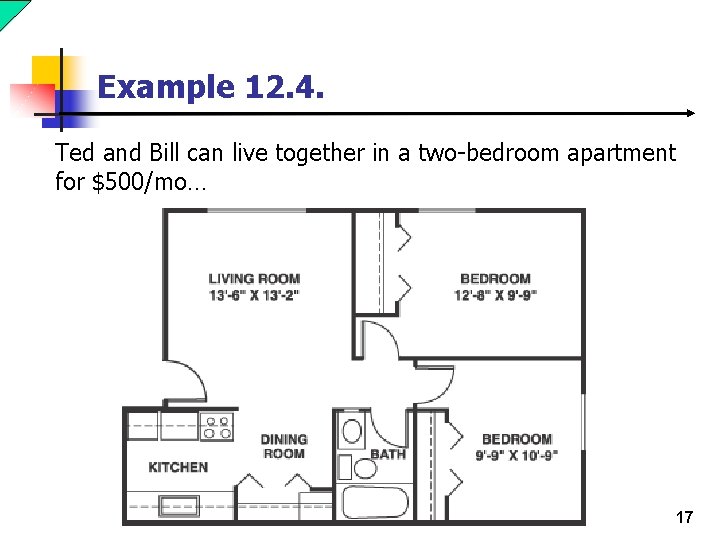 Example 12. 4. Ted and Bill can live together in a two-bedroom apartment for