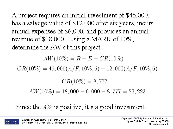 A project requires an initial investment of $45, 000, has a salvage value of