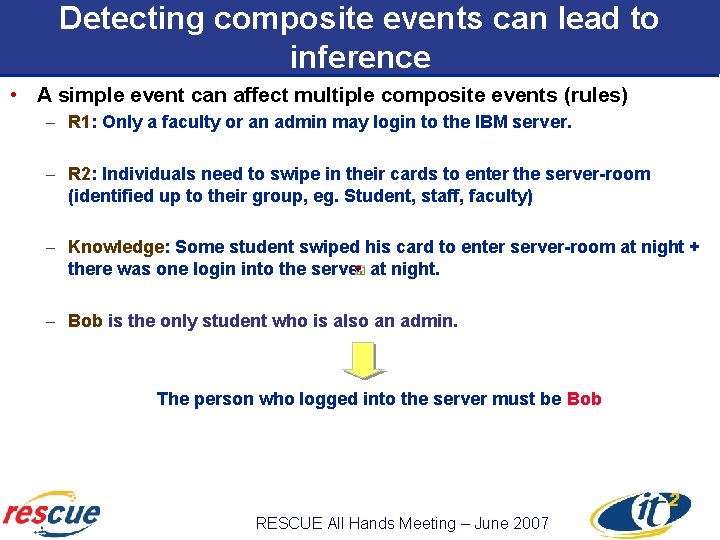 Detecting composite events can lead to inference • A simple event can affect multiple