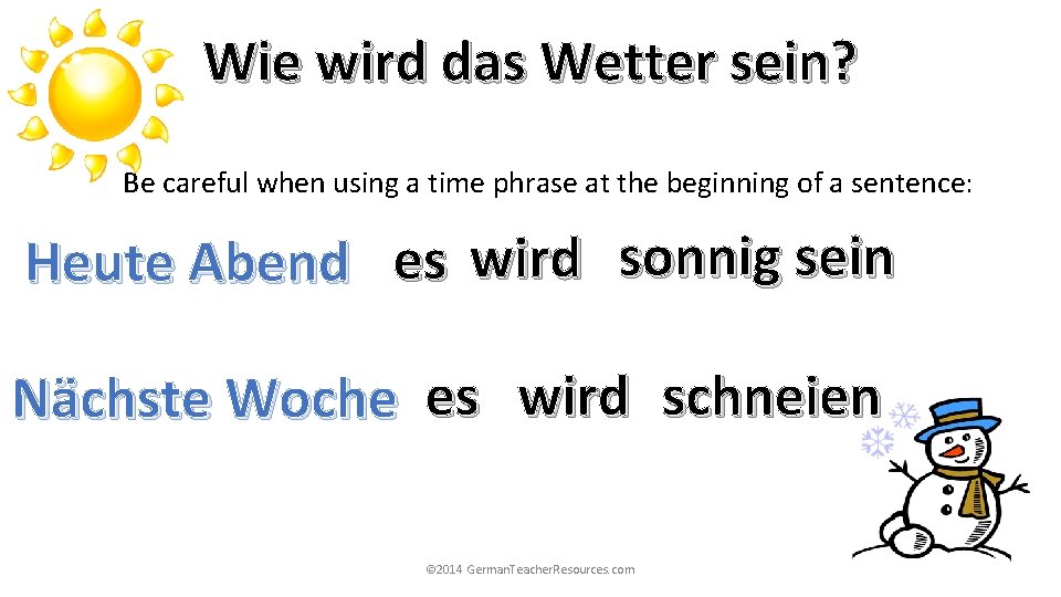 Wie wird das Wetter sein? Be careful when using a time phrase at the