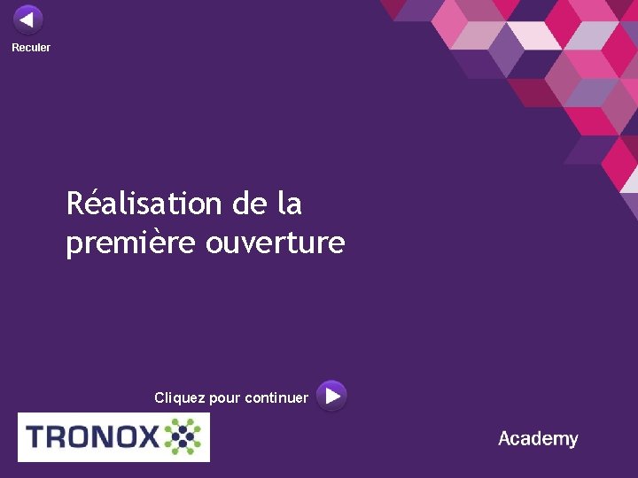 Reculer Réalisation de la première ouverture Cliquez pour continuer 