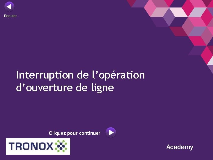 Reculer Interruption de l’opération d’ouverture de ligne Cliquez pour continuer 