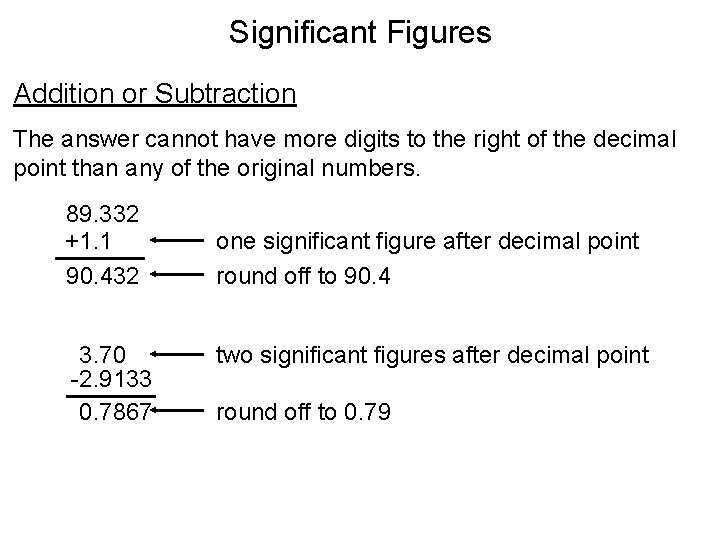 Significant Figures Addition or Subtraction The answer cannot have more digits to the right Significant Figures Addition or Subtraction The answer cannot have more digits to the right