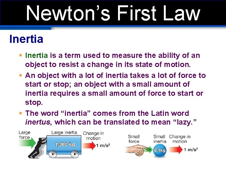 Newton’s First Law Inertia § Inertia is a term used to measure the ability