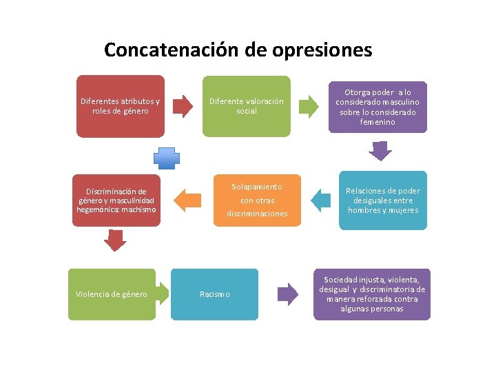 Concatenación de opresiones Diferentes atributos y roles de género Discriminación de género y masculinidad