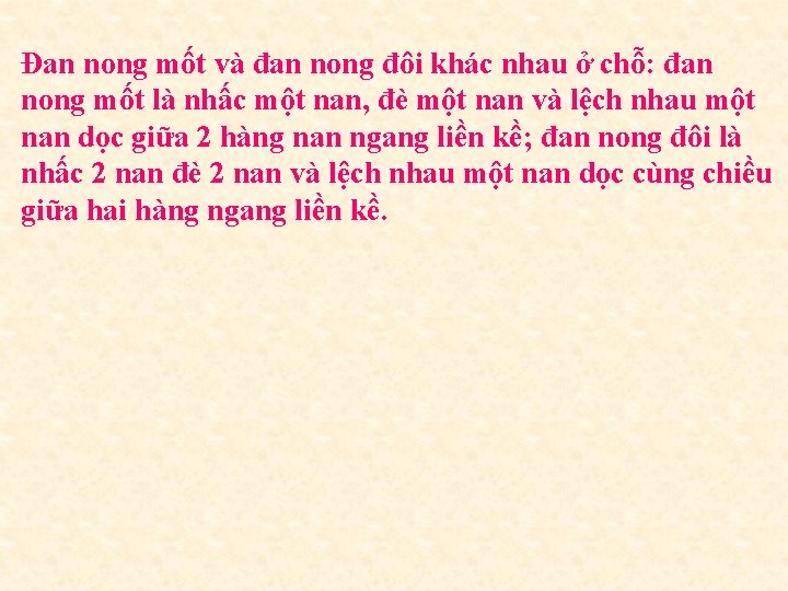 Đan nong mốt và đan nong đôi khác nhau ở chỗ: đan nong mốt