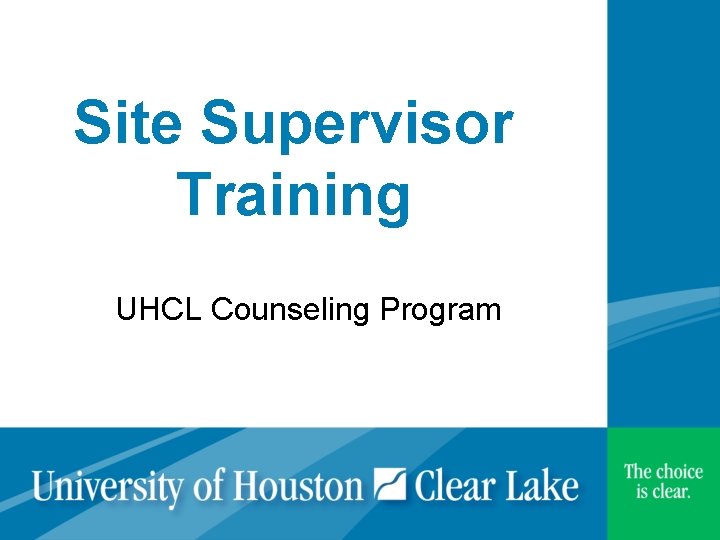 Site Supervisor Training UHCL Counseling Program 