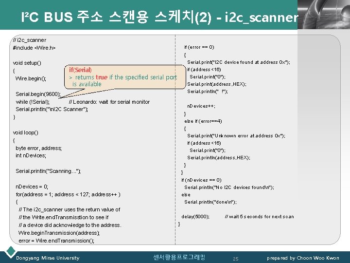 I²C BUS 주소 스캔용 스케치(2) - i 2 c_scanner // i 2 c_scanner #include