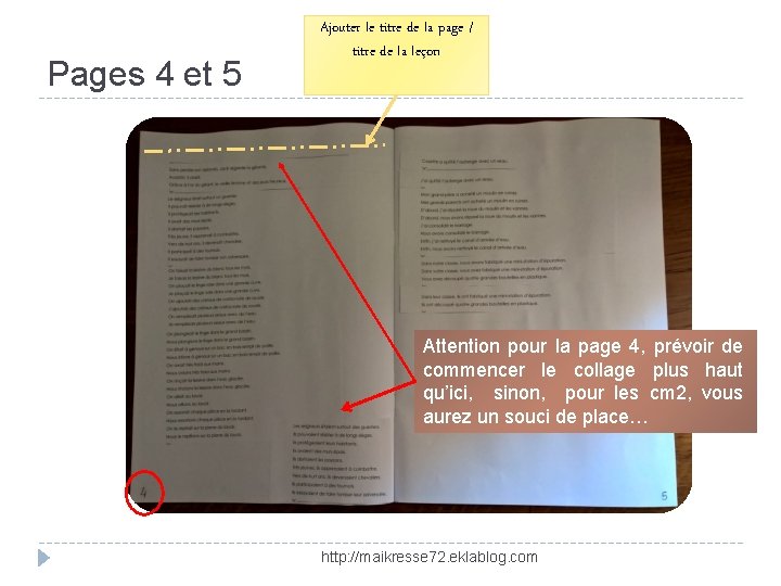 Pages 4 et 5 Ajouter le titre de la page / titre de la