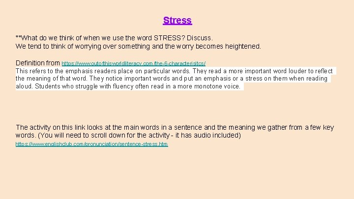 Stress **What do we think of when we use the word STRESS? Discuss. We
