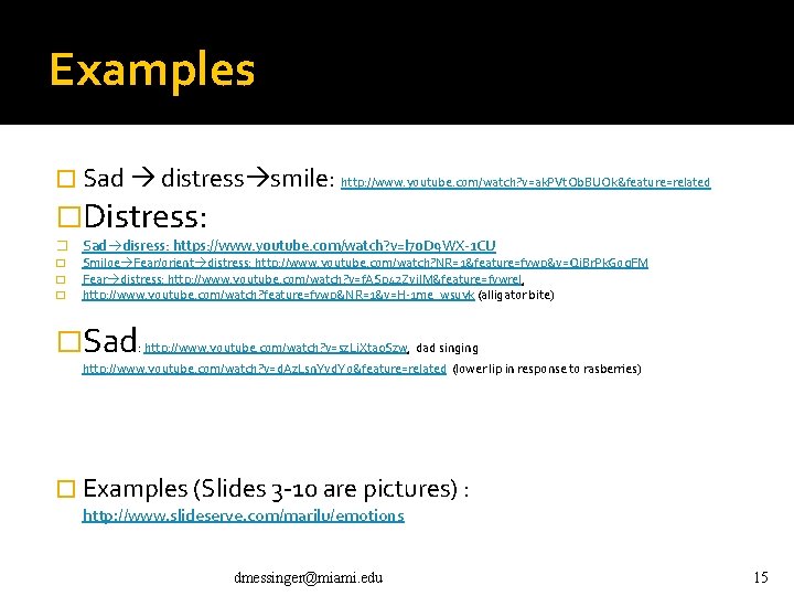 Examples � Sad distress smile: http: //www. youtube. com/watch? v=ak. PVt. Ob. BUOk&feature=related �Distress: Examples � Sad distress smile: http: //www. youtube. com/watch? v=ak. PVt. Ob. BUOk&feature=related �Distress: