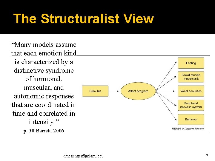 The Structuralist View “Many models assume that each emotion kind is characterized by a The Structuralist View “Many models assume that each emotion kind is characterized by a